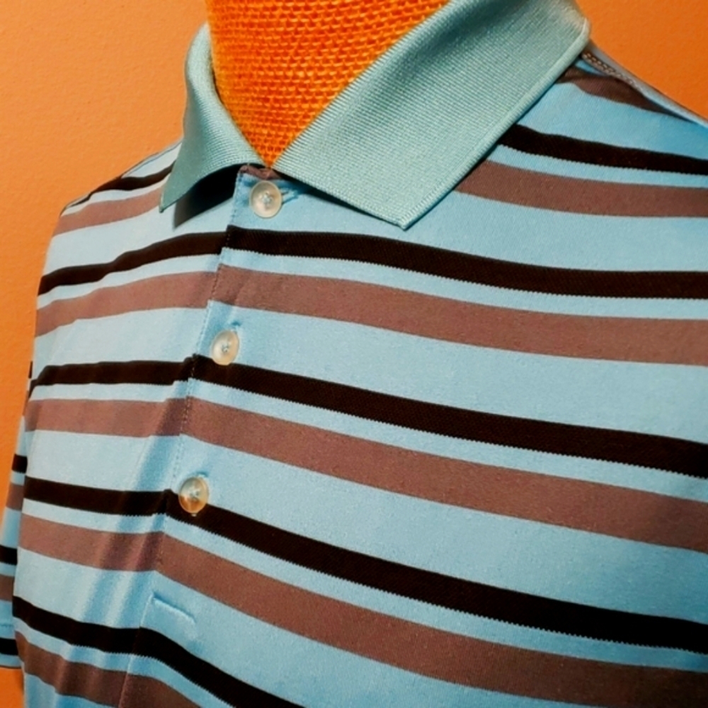 Nike perfomance golf polo blue grey black striped